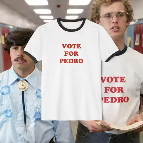 Vote For Pedro Ringer T-Shirt, Napoleon Dynamite Movie Graphic Tee, Quick Dry Breathable Top For Men