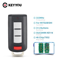 KEYYOU Smart Remote Key Fob For Mitsubishi LANCER Outlander Mirage 2 1 3 1 3 4  Buttons OUC644M-KEY-N 315Mhz 2008-2016