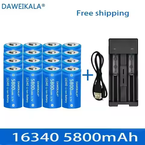 2023 New 3.7V 16340 CR123A Li-ion Battery Rechargeable Batteriy 5800mAh CR123 for Laser Pen LED Flas