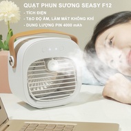 Quạt phun sương mini SeaSy F12 để bàn với 3 chế độ gió giúp làm mát điều hòa không khí có quai xách 