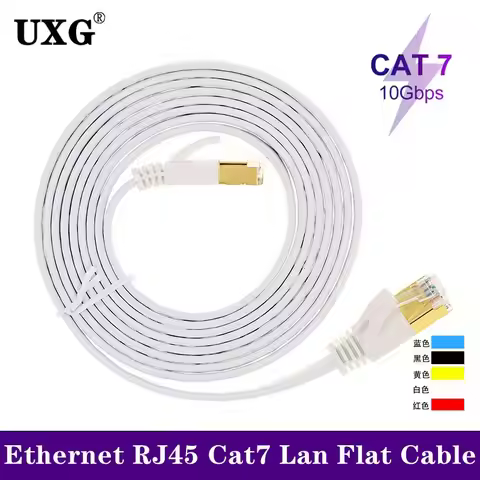 50M - 1m Cat7 Ethernet Cable Flat Lan Cable SFTP Round RJ45 Network Cable CAT7 internet cord for Rou