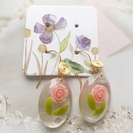 原創玫瑰花掛墜耳環
