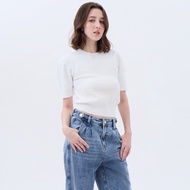 EP เสื้อสเวตเตอร์ ผ้านิต ผู้หญิง สีออฟไวท์ I Flat Knit Sweater I 00896