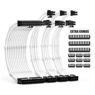 PSU Cable Extensions Kit 30CM with Cable Combs Extension Power Supply Cable 24Pin 8Pin(4+4) 8Pin(6P+