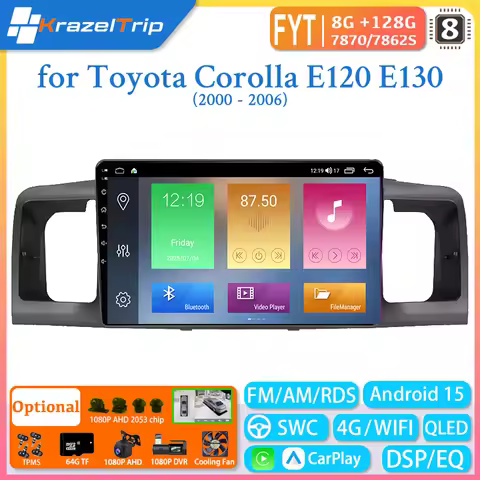 FYT7870 Wireless CarPlay Screen Car Radio for Toyota Corolla E120 E130 2000-2006 Apple CarPlay Andro