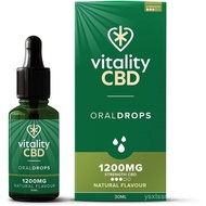 Vitality CBD Oral Drops in seed Oil, 1200 mg, Natural, 30ml, NO THC