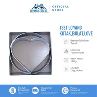 1 set of 3 types of round square love pans 16cm, 14cm, 12cm galvalum material