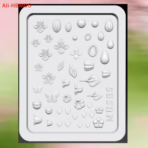 (HB05)1Pc Silicone 3D Nail Art Mold With Various Flower Leaf Butterfly Designs Non Stick Reusable Fo