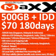 [M1 Maxx] $70 Maxx with IDD 500GB (180 Days) / Renewal Plan / Mobile Top Up / Recharge