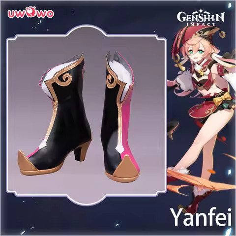 UWOWO Yanfei Cosplay Shoes Game Genshin Impact Boots Footwear Accessories