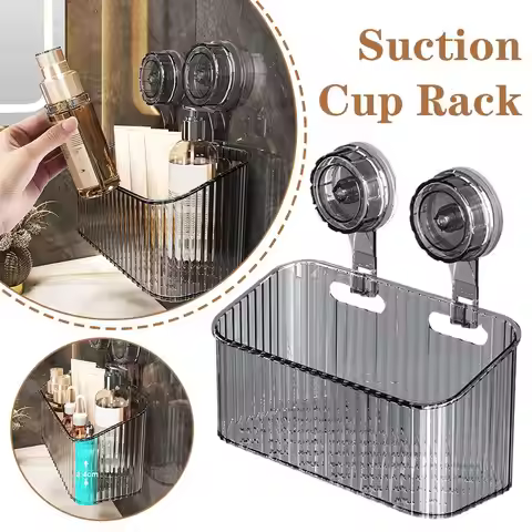 Shower Suction Cup Shelf Basket Light Glacier Pattern One Second Installation bathroom Organizer Sto