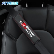 2Pcs GR Sport Car Seat Belt Cover Shoulder Protection Leather Shoulder Cushion Protector Safety Belts Shoulder Protect For Toyota Vios ncp93 Wish Hilux Yaris Rush Corolla Cross Avanza Innova Veloz Fortuner Alphard Altis Camry bZ4X RAV4 Harrier