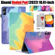 For Xiaomi Redmi Pad (2022) 10.61" VHU4254IN 5G High Quality Tablet Protection Case Fashion WaterColor PU Leather Casing Flip Wallet Card Slot Stand Cover