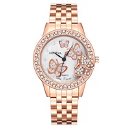 GENEVA Watch Women Rose Gold Diamond Butterfly Bracelet Watches Luxury Rhinestone Wrist Watches