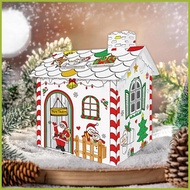 Christmas Cardboard 3D House 3D Hand Painted Decoration Kids Cardboard Coloring House Painting Enlig