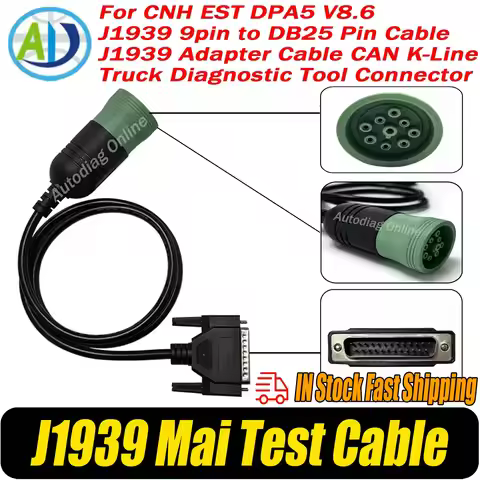 For J1939 Main Test Cable for CNH EST DPA5 V8.6 Truck Diagnostic Tool Connector DB25 Pin to 9pin J19