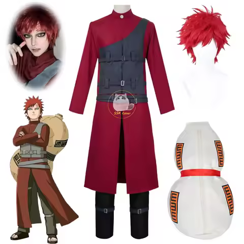 Anime Gaara Cosplay Costumes Wig Gaara Uniform Performance Costume Gourd Bag Gaara Red Wig Halloween