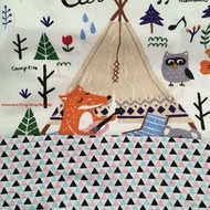 50*160cm 2pcs/lot  cartoon Fox picnic 100% cotton twill kids tent handmade DIY  shabby chic for sewi