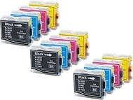 Bergsan 12 Printer Cartridges Compatible with Brother LC1000 LC970 for DCP-130C 135C 150C 153C 157C 
