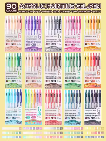 6-90 colors Languo Acrylic Painting Gel Pen Set Handbook Pen Multi-Color Neutral Pen Student Writing
