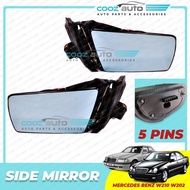 Mercedes Benz E-Class W210 W202 1993 - 2002 5 Pin Pins Power Heated Side Mirror Complete Assembly (no cover)