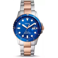 [Powermatic] Fossil Fs5654 Fb-01 Analog Quartz Two-Tone Blue Dial Stainless Steel Men'S Watch
