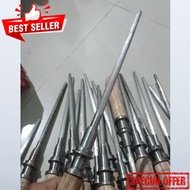 Stik asahan pisau bahan baja kristal gagang kayu jati -tongkat asahan honing bar pisau dan golok ser