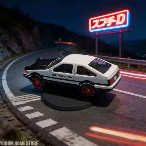 Initial D AE86 Mini Car Model Dashboard Decor with Letter D Emblem & Figurine, Car Enthusiast Gift