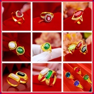 50 design options/Cincin emas 916 Jade ring Cincin batu permata Gemstone emerald rings Cincin akik perempuan Women crystal jewellery gold ring Cincin hitam