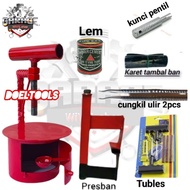 The most complete package of tire repair tools, tire press, threaded iron, tubeless tire patch, rubb
