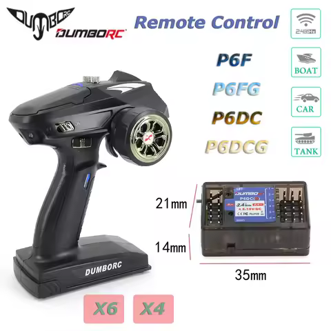 DumboRC 2.4G X6 6CH X4 4CH Transmitter Remote Control With P6F/P6FG/P6DC/P6DVCG (Gyro) DC Receiver F