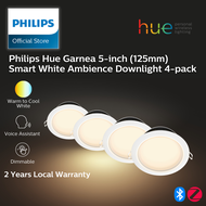 (4 Pack) Philips Hue White Ambiance Garnea Dimmable LED Smart Retrofit Recessed Downlight (5-Inch 125mm) Compatible with Amazon Alexa Apple HomeKit and Google Assistant)