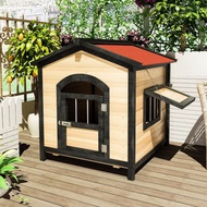 ♗Solid wood dog house four seasons universal cat litter winter rainproof anticorrosion warmth large and medium-sized dog
