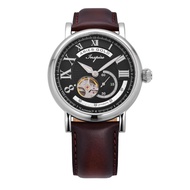 ARIES GOLD AUTOMATIC INSPIRE GAUNTLET VINTAGE ROSE GOLD STAINLESS STEEL G 903 S-BK BROWN LEATHER STRAP MEN'S WATCH