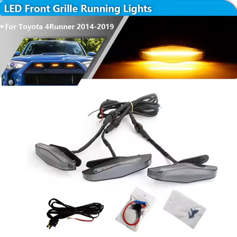 3pcs White /Amber LED Car Front Grille DRL Running Lights w/ Harness Kit For Toyota 4Runner TRD Pro 