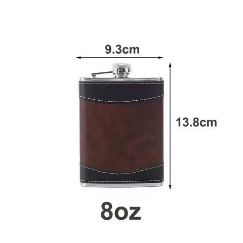 Fashion 6oz 7oz 8oz Hip Flask Stainless Steel Leather Covered Liquor Flask Leakproof Mini Wine Cup O