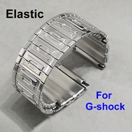 Elastic Stainless Steel Watch Strap for G-shock DW-5600 GW-B5600 GWX-5600 DW5700 Metal Stretch Watch Band Flat End Universal Men Bracelet