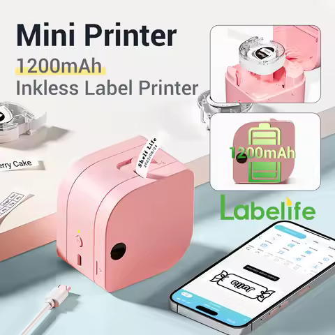 Satin Ribbon Label Printer P12Pro Inkless 1200mAh Rechargeable Label Maker Free App for Android IOS