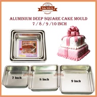 Aluminium Deep Square Cake Mould - 7 / 8 / 9 / 10 Inch | Loyang Kek Segi-empat (4 Size)