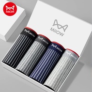 MiiOW 6Pcs Cotton Men's Underwear Boxer 3A Antibacterial Crotch Man Panties Trunks Striped Men Under