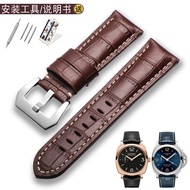 สายนาฬิกาหนังวัวเหมาะสำหรับ Panerai อิตาลีสายนาฬิกาหนังแท้ PAM111 441สำหรับผู้ชายอ้วน26มม. 24มม.