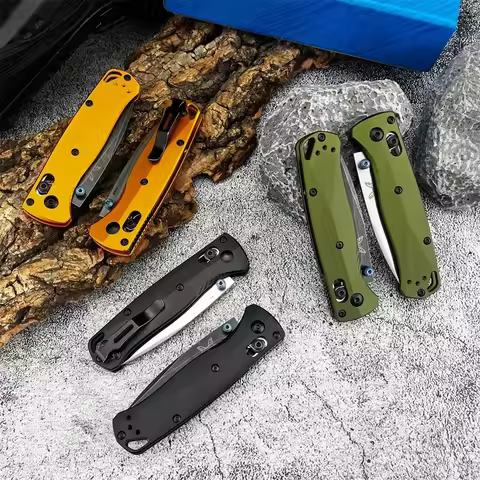 BM 533BK-2 Mini Bugout AXIS Folding Knife Plain Blade Aluminum Handle Outdoor Camping Pocket Knife R