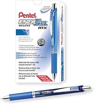 Pentel BLN77-C EnerGel Deluxe RTX Retractable Liquid Gel Pen, Blue, 0.7mm Needle Tip, Box of 12