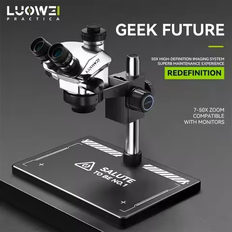 LUOWEI TR02-B3TV Trinocular Stereo Microscope 7-50X Microscope HD Continuous Zoom Microscope Flying 