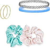 90s Outfit Accessories for Women – 90s Theme Party & Halloween Costume Set with Hoop Earrings, Tatto