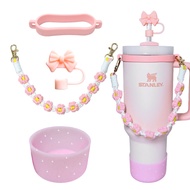 Stanley Water Cup Accessories Bow Stanley Silicone Straw Capfrench stylePortable Lanyard Cup Holder 