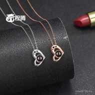 Cross-Border Language Species Love Heart-Shaped s925 Silver Fashion Necklace Pendant Hot-Selling One