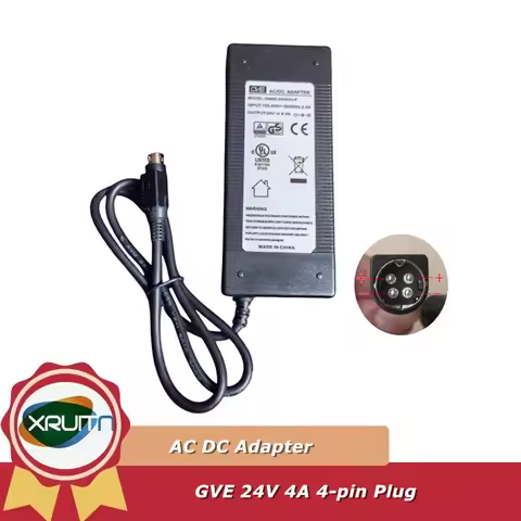 Replacement AC Adapter 24V 4A 4-PIN Charger for GVE GM95-240400-F GM90-240400-F Power Supply
