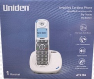 Uniden AT4104 Amplified Dect Cordless Phone WHITE (WITH AUDIO BOOST)