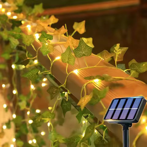 Solar Vine String Lights LED Solar Christmas Lights 8 Modes Artificial Ivy Leaf Solar Plant Vine Lig